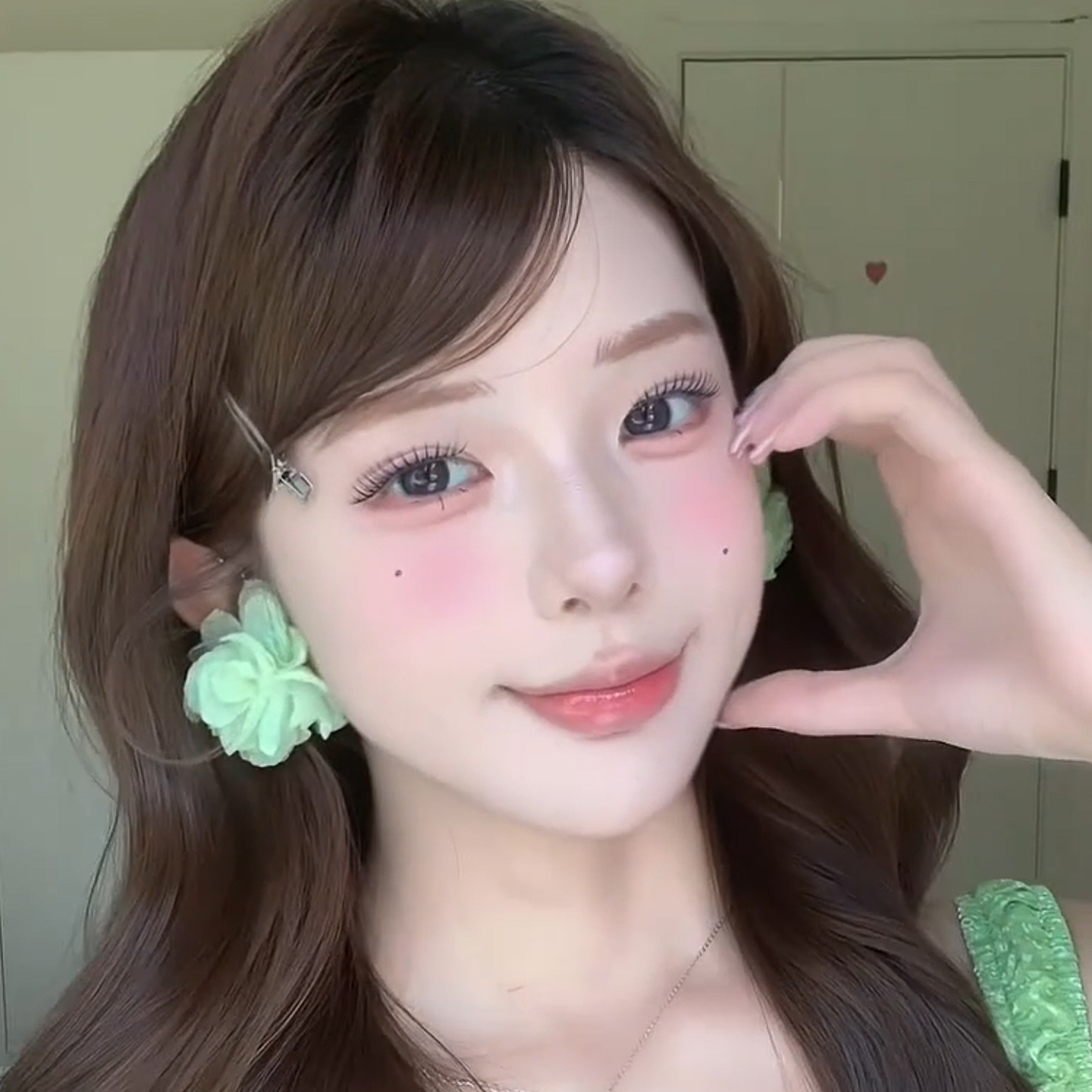 Mint Green Floral Earrings for Women - Summer Sweet High-End Vacation Style Ear Accessories, Unique and Stunning Niche Ear Studs Mint Green Floral Earrings for Women - Summer Sweet High-End Vacation Style Ear Accessories, Unique and Stunning Niche Ear Studs