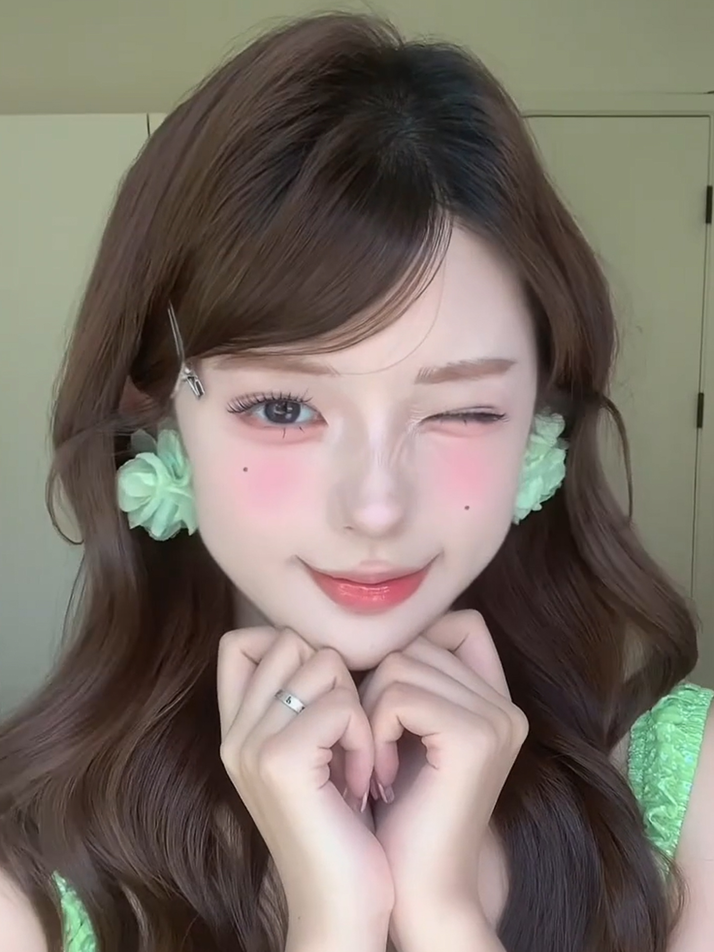 Mint Green Floral Earrings for Women - Summer Sweet High-End Vacation Style Ear Accessories, Unique and Stunning Niche Ear Studs Mint Green Floral Earrings for Women - Summer Sweet High-End Vacation Style Ear Accessories, Unique and Stunning Niche Ear Studs