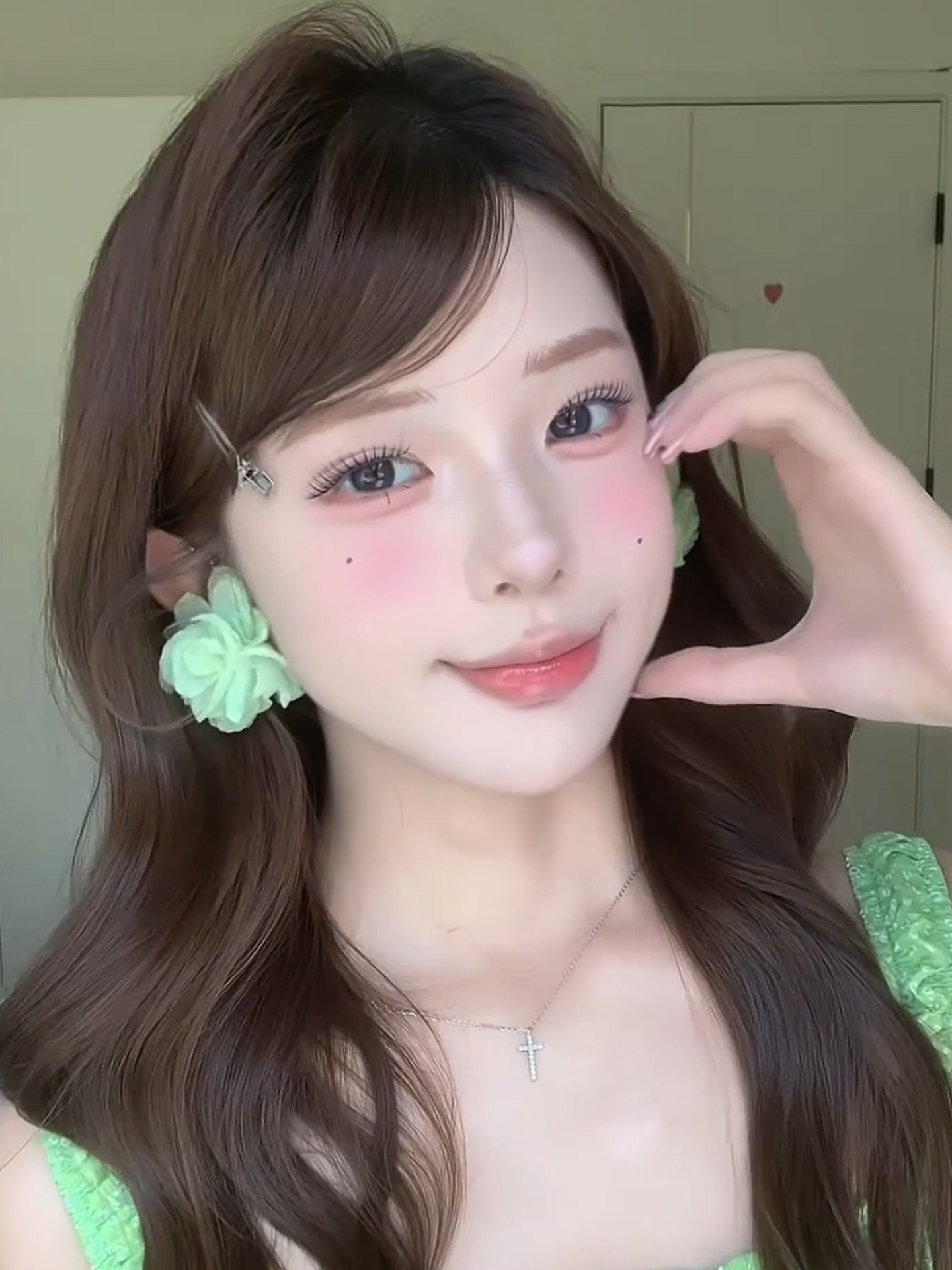 Mint Green Floral Earrings for Women - Summer Sweet High-End Vacation Style Ear Accessories, Unique and Stunning Niche Ear Studs Mint Green Floral Earrings for Women - Summer Sweet High-End Vacation Style Ear Accessories, Unique and Stunning Niche Ear Studs