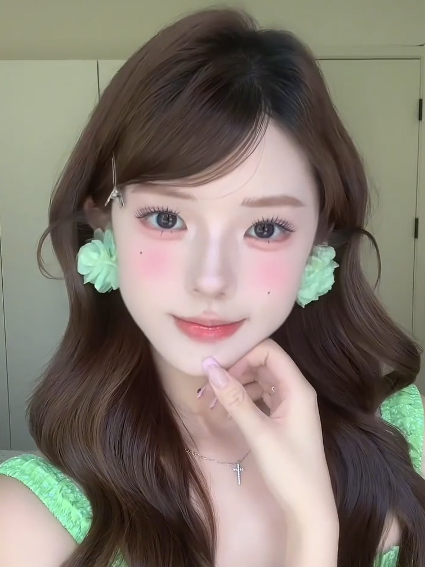 Mint Green Floral Earrings for Women - Summer Sweet High-End Vacation Style Ear Accessories, Unique and Stunning Niche Ear Studs Mint Green Floral Earrings for Women - Summer Sweet High-End Vacation Style Ear Accessories, Unique and Stunning Niche Ear Studs