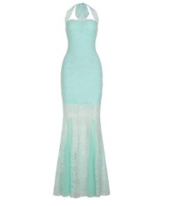 Mint Green Halter Lace Dress - Vacation Style Slim Fit Low-Cut Mermaid Dress for Women - Summer Fashion, Trendy & Chic