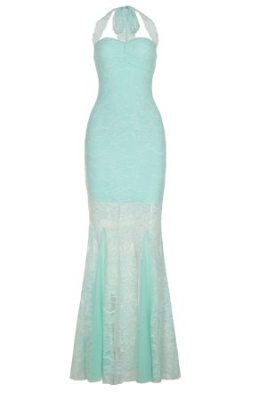 Mint Green Halter Lace Dress - Vacation Style Slim Fit Low-Cut Mermaid Dress for Women - Summer Fashion, Trendy & Chic