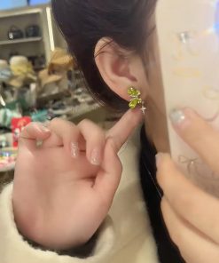 Mint Zircon Butterfly Stud Earrings - Elegant Niche Design, Versatile Fresh High-End Jewelry for Stylish Outfits