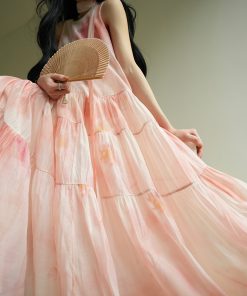 Misty Rain Begonia Floral Sleeveless Dress - French Romantic Style for Beach Vacation, Perfect for Summer Getaways and 90s Vibes