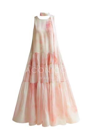 Misty Rain Begonia Floral Sleeveless Dress - French Romantic Style for Beach Vacation, Perfect for Summer Getaways and 90s Vibes