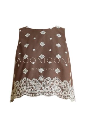 Mocha Cocoa Vintage Heavy Embroidery Ramie Sleeveless Set Skirt - Elegant French Style, Chic High-End Fashion