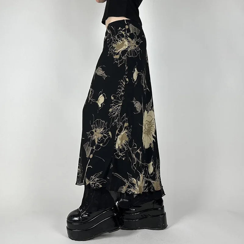 Mode Casual, Top Streetwear - Fairycore Dark Fairy Midi Skirt Mode Casual, Top Streetwear - Fairycore Dark Fairy Midi Skirt