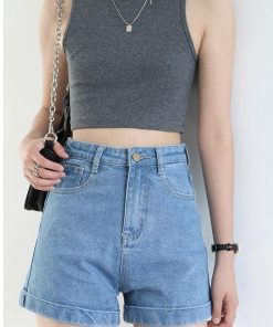 Modest Fits Casual, College Fits Aesthetic - Grunge Black Jean Shorts