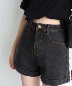 Modest Fits Casual, College Fits Aesthetic - Grunge Black Jean Shorts