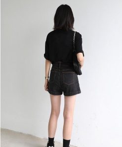 Modest Fits Casual, College Fits Aesthetic - Grunge Black Jean Shorts