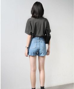 Modest Fits Casual, College Fits Aesthetic - Grunge Black Jean Shorts