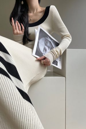 Moonlight Schumann Tencel Bodycon Dress - High Elasticity Slim Fit, Elegant Commuter Style, Knitted, Perfect for 90s and Y2K Fashion