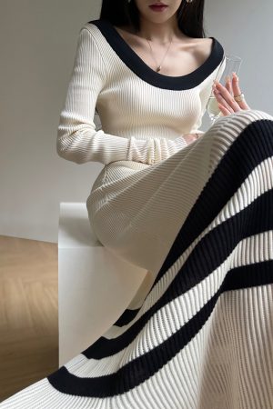 Moonlight Schumann Tencel Bodycon Dress - High Elasticity Slim Fit, Elegant Commuter Style, Knitted, Perfect for 90s and Y2K Fashion