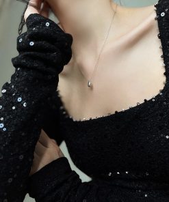 Moonlit Sea French Heavy Beaded Dress - Elegant Evening Gown for Autumn, Luxury Fashion, High-End Style