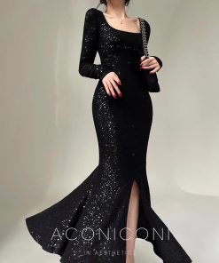 Moonlit Sea French Heavy Beaded Dress - Elegant Evening Gown for Autumn, Luxury Fashion, High-End Style