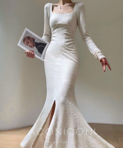 Moonlit Sea French Heavy Beaded Dress - Elegant Evening Gown for Autumn, Luxury Fashion, High-End Style