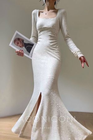 Moonlit Sea French Heavy Beaded Dress - Elegant Evening Gown for Autumn, Luxury Fashion, High-End Style