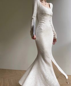 Moonlit Sea French Heavy Beaded Dress - Elegant Evening Gown for Autumn, Luxury Fashion, High-End Style