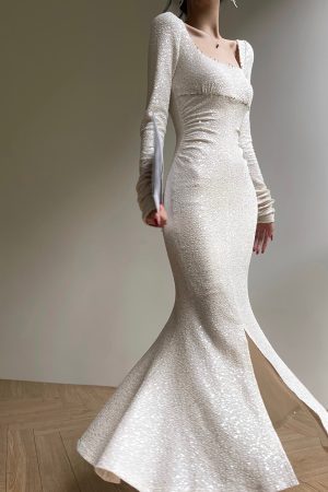Moonlit Sea French Heavy Beaded Dress - Elegant Evening Gown for Autumn, Luxury Fashion, High-End Style