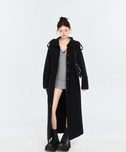 Moroccan Wool-Lined Collar Sweater Coat, Loose Thick Long Knitted Cardigan for Winter Fashion, Cozy Winter Outerwear