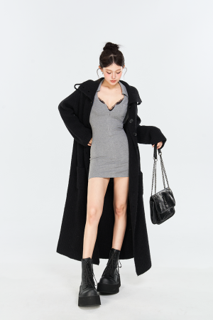 Moroccan Wool-Lined Collar Sweater Coat, Loose Thick Long Knitted Cardigan for Winter Fashion, Cozy Winter Outerwear