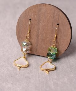 Mother-of-Pearl Lightning Cloud Drop Earrings for Women, Hypoallergenic Pure Silver, Niche Temperament Accessories, Chinese Style