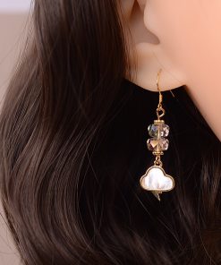 Mother-of-Pearl Lightning Cloud Drop Earrings for Women, Hypoallergenic Pure Silver, Niche Temperament Accessories, Chinese Style