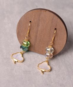 Mother-of-Pearl Lightning Cloud Drop Earrings for Women, Hypoallergenic Pure Silver, Niche Temperament Accessories, Chinese Style