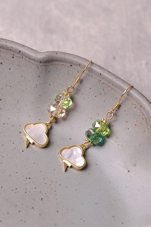 Mother-of-Pearl Lightning Cloud Drop Earrings for Women, Hypoallergenic Pure Silver, Niche Temperament Accessories, Chinese Style