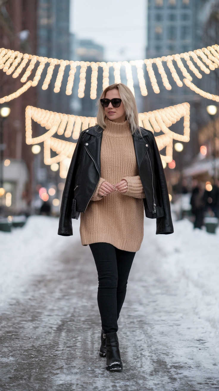 Moto Boots Outfit Winter: Stay Stylish and Warm outfit idea