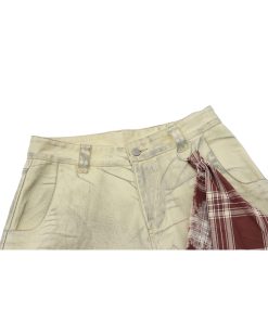 Mud Dyed Yellow Denim Wide-Leg Pants - Vintage American Style Curved Blade Design for 90s and Y2K Fashion Lovers