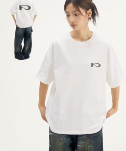 Multi-Color Casual Unisex Short Sleeve T-shirt - 255g Basic Logo Design, Trendy Everyday Wear, Perfect for 90s and Y2K Styles