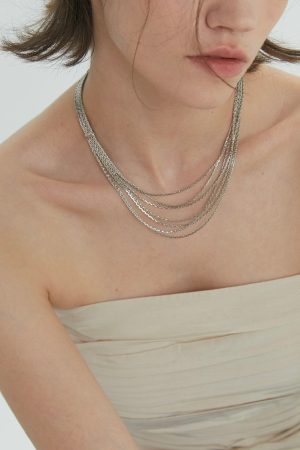Multi-Layer Chain Choker Necklace - Brass Gold-Plated, European & American Retro Style, High-End Light Luxury Accessory