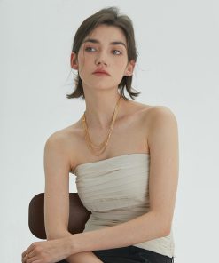 Multi-Layer Chain Choker Necklace - Brass Gold-Plated, European & American Retro Style, High-End Light Luxury Accessory