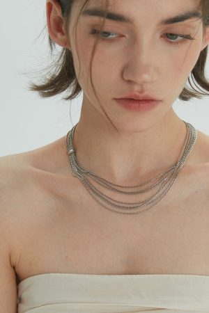 Multi-Layer Chain Choker Necklace - Brass Gold-Plated, European & American Retro Style, High-End Light Luxury Accessory