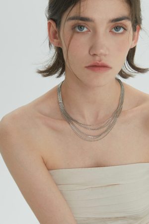 Multi-Layer Chain Choker Necklace - Brass Gold-Plated, European & American Retro Style, High-End Light Luxury Accessory