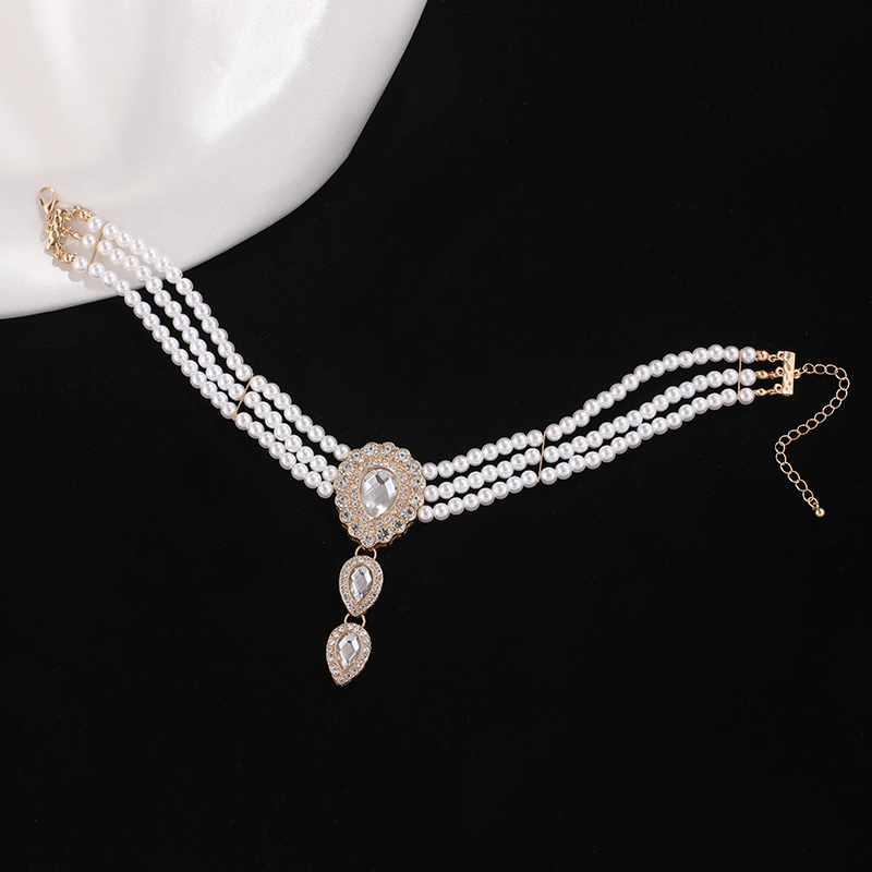 Multi-Layer Diamond-Studded Water Drop Pearl Necklace - Exaggerated Personality Chain, Trendy Light Luxury Fashion Accessory Multi-Layer Diamond-Studded Water Drop Pearl Necklace - Exaggerated Personality Chain, Trendy Light Luxury Fashion Accessory