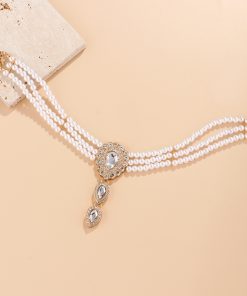 Multi-Layer Diamond-Studded Water Drop Pearl Necklace - Exaggerated Personality Chain, Trendy Light Luxury Fashion Accessory