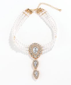 Multi-Layer Diamond-Studded Water Drop Pearl Necklace - Exaggerated Personality Chain, Trendy Light Luxury Fashion Accessory