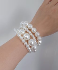 Multi-Layer Faux Pearl Wrap Bracelet - Spiral Bangle for Fashionable Commuting, 90s Inspired Accessory