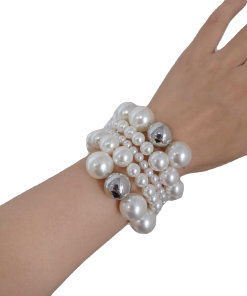 Multi-Layer Faux Pearl Wrap Bracelet - Spiral Bangle for Fashionable Commuting, 90s Inspired Accessory