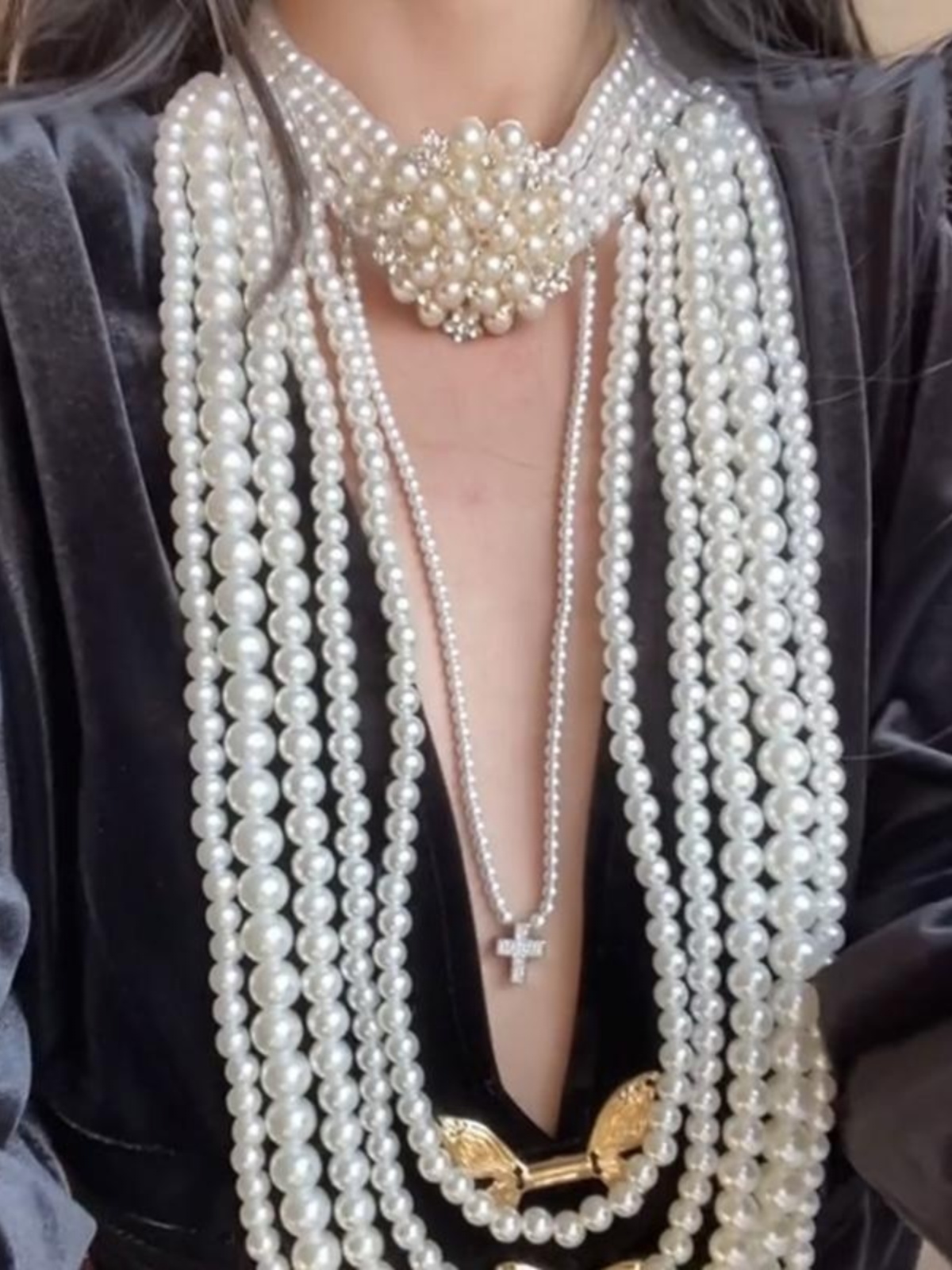 Multi-Layer Flower Pearl Necklace | Vintage Long Tassel Sweater Chain Accessory for Evening Wear, Boho Chic Style Multi-Layer Flower Pearl Necklace | Vintage Long Tassel Sweater Chain Accessory for Evening Wear, Boho Chic Style