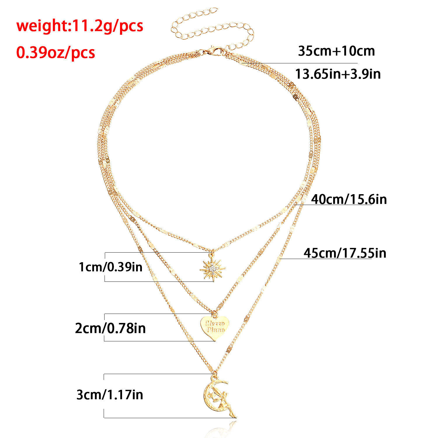 Multi-Layer Gold Vintage Heart Necklace with Eight-Pointed Star Clavicle Chain - European American Niche Jewelry Fashion Multi-Layer Gold Vintage Heart Necklace with Eight-Pointed Star Clavicle Chain - European American Niche Jewelry Fashion