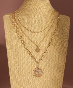 Multi-Layer Minimalist Necklace with Round Discs and Butterfly Design, Diamond Inlaid Collarbone Chain, European and American Style