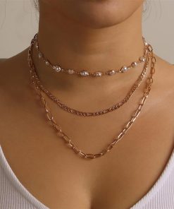 Multi-Layer Pearl Pendant Necklace for Women - Trendy Metal Jewelry, European and American Style Fashion Accessories
