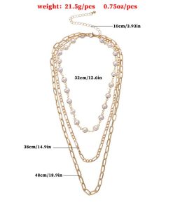 Multi-Layer Pearl Pendant Necklace for Women - Trendy Metal Jewelry, European and American Style Fashion Accessories
