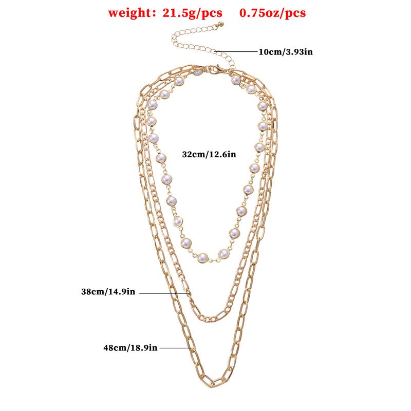 Multi-Layer Pearl Pendant Necklace for Women - Trendy Metal Jewelry, European and American Style Fashion Accessories Multi-Layer Pearl Pendant Necklace for Women - Trendy Metal Jewelry, European and American Style Fashion Accessories