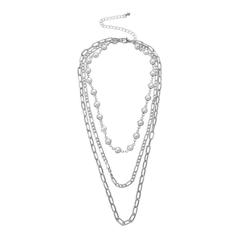 Multi-Layer Pearl Pendant Necklace for Women - Trendy Metal Jewelry, European and American Style Fashion Accessories Multi-Layer Pearl Pendant Necklace for Women - Trendy Metal Jewelry, European and American Style Fashion Accessories
