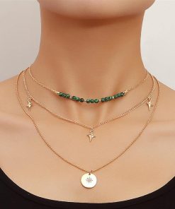 Multi-Layer Shining Star Pendant Necklace for Women - Stylish Sweater Chain, Versatile Cross-Border Jewelry Accessory