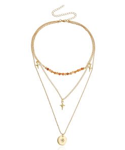 Multi-Layer Shining Star Pendant Necklace for Women - Stylish Sweater Chain, Versatile Cross-Border Jewelry Accessory